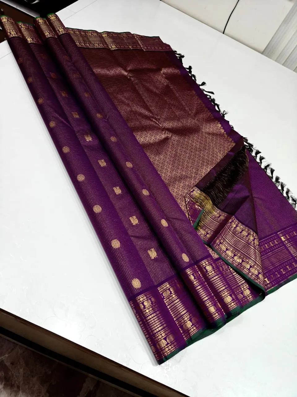 Majestic Purple Handloom Silk Saree with Rich Copper Zari Pallu